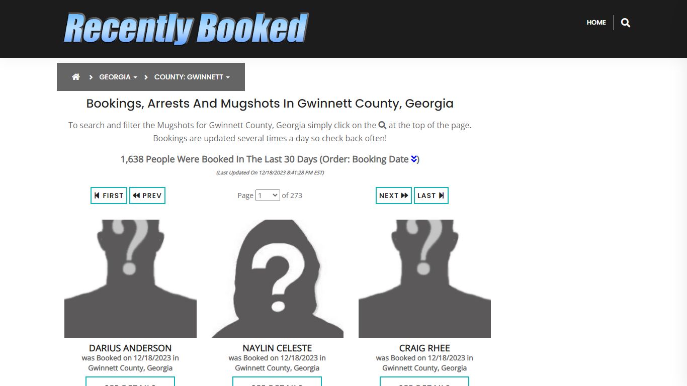 Bookings, Arrests and Mugshots in Gwinnett County, Georgia